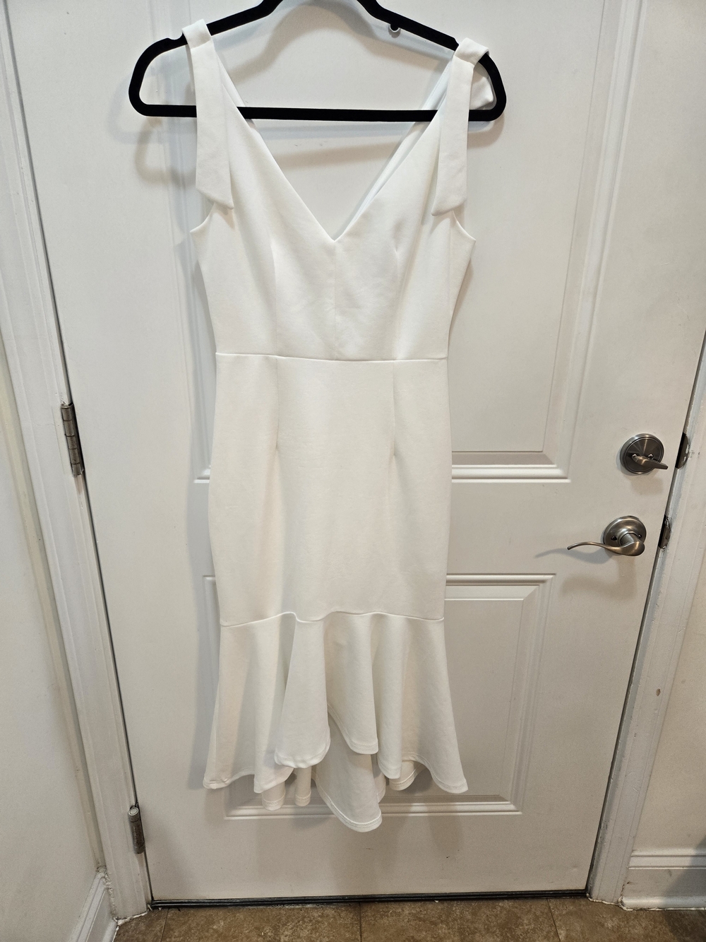 Lulus White Tie Strap High Low Mermaid Dress Fitted Wedding Midi Size S